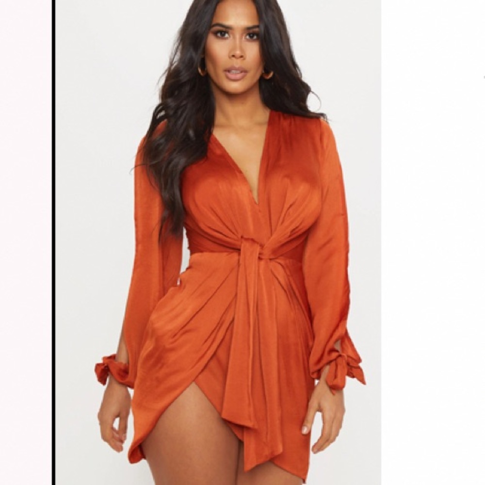 Rust satin dress